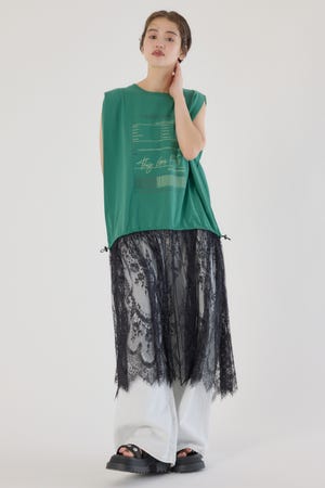 レースドッキングブラウジングワンピース