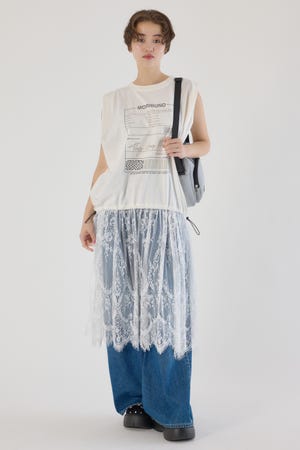 レースドッキングブラウジングワンピース