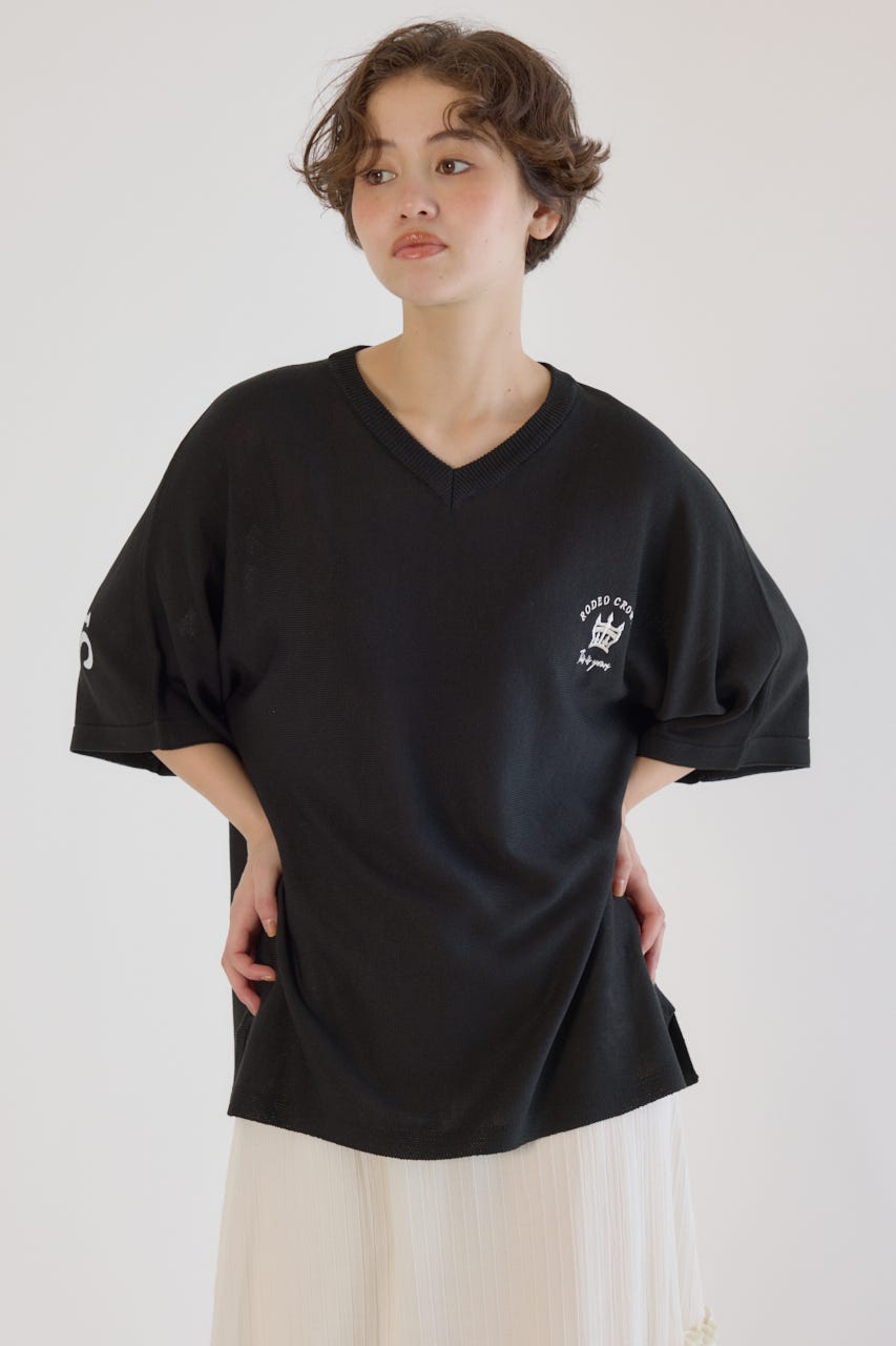 RODEO CROWNS WIDE BOWL | BIG LOGO5分袖ニットトップス (ニット