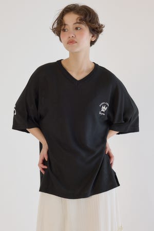 BIG LOGO5分袖ニットトップス