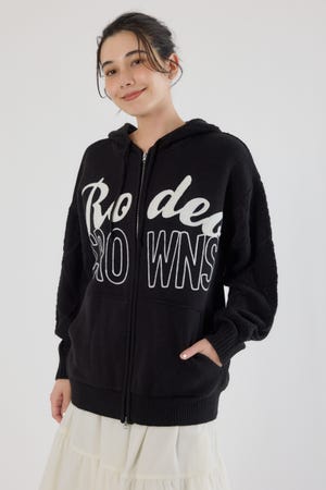 ロゴケーブルニットジップフーディー