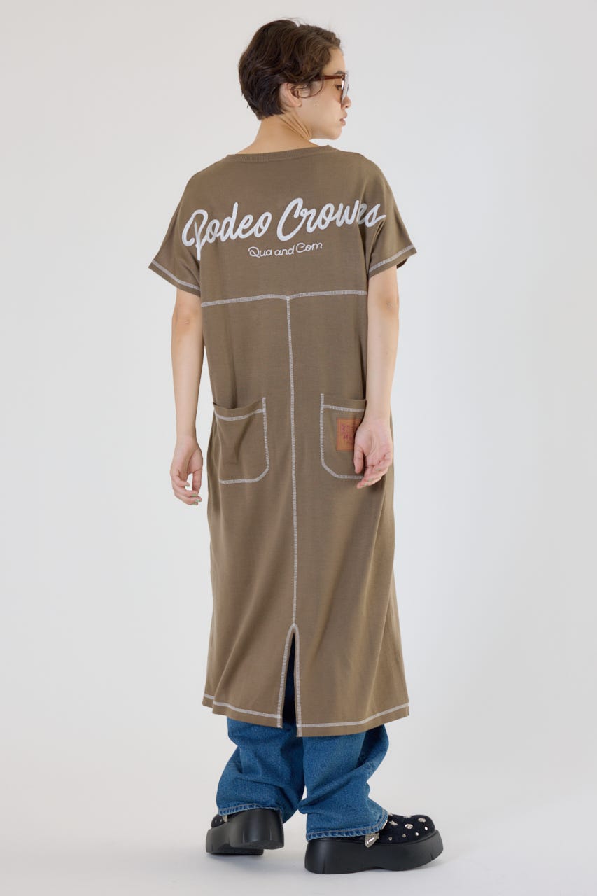 RODEO CROWNS WIDE BOWL | 配色ステッチニットコンビワンピース
