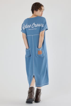 配色ステッチニットコンビワンピース