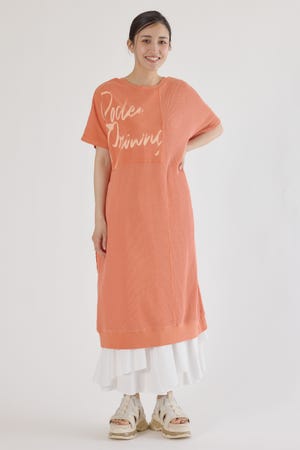 2way ワッフルコンビカットロングワンピース