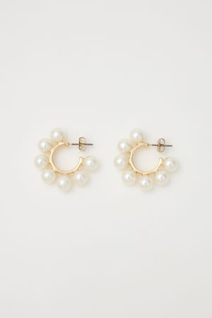 フェイクパールフープピアス