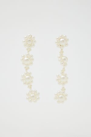 フラワーフェイクパール4連イヤリング