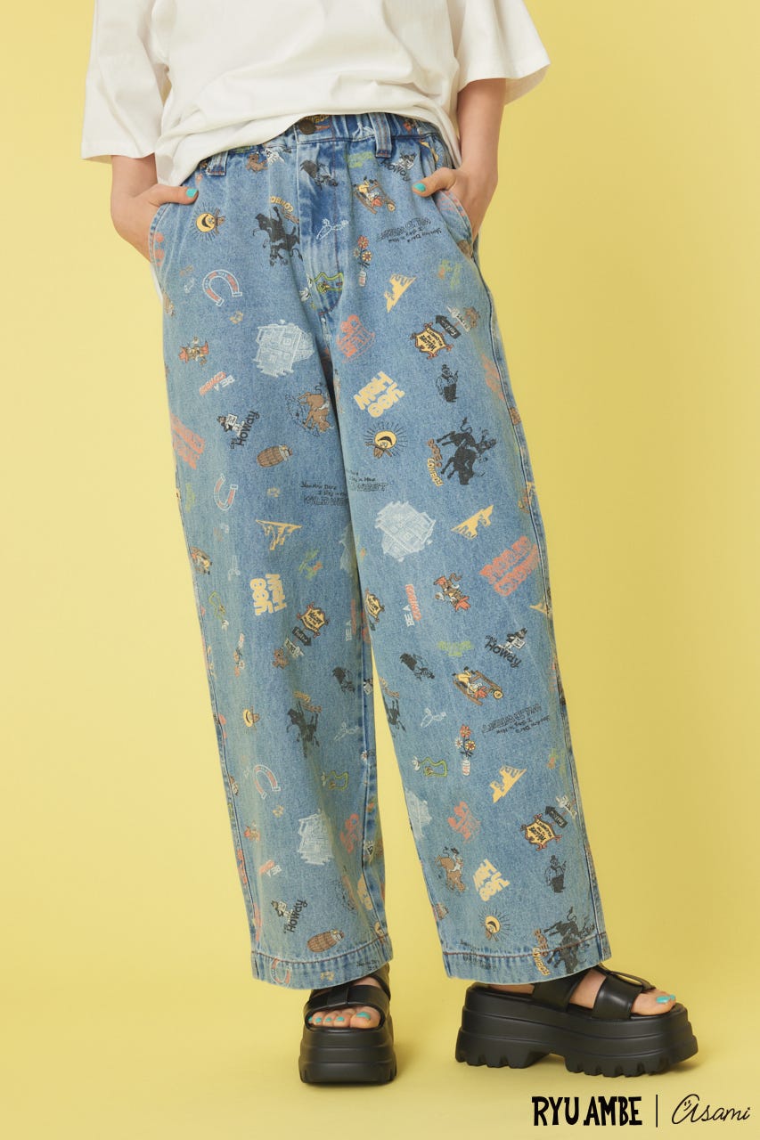 (Ryu Ambe)MOTIF PATTERNパンツ 柄BLU FREE