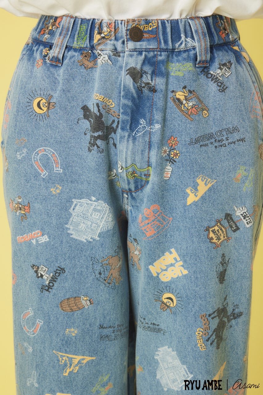 (Ryu Ambe)MOTIF PATTERNパンツ 柄BLU FREE