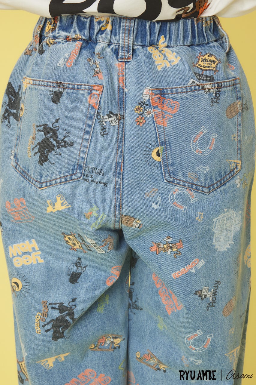 (Ryu Ambe)MOTIF PATTERNパンツ 柄BLU FREE