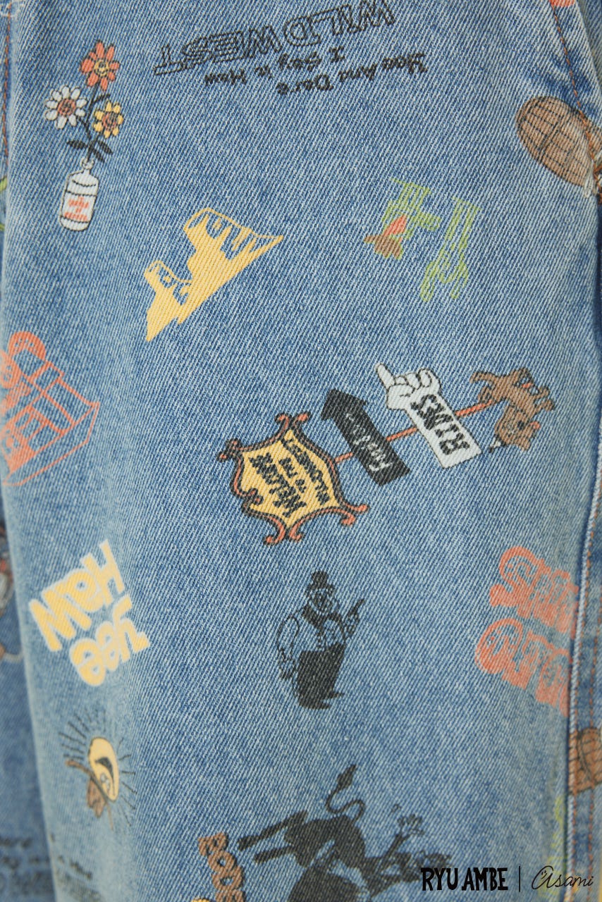 (Ryu Ambe)MOTIF PATTERNパンツ 柄BLU FREE