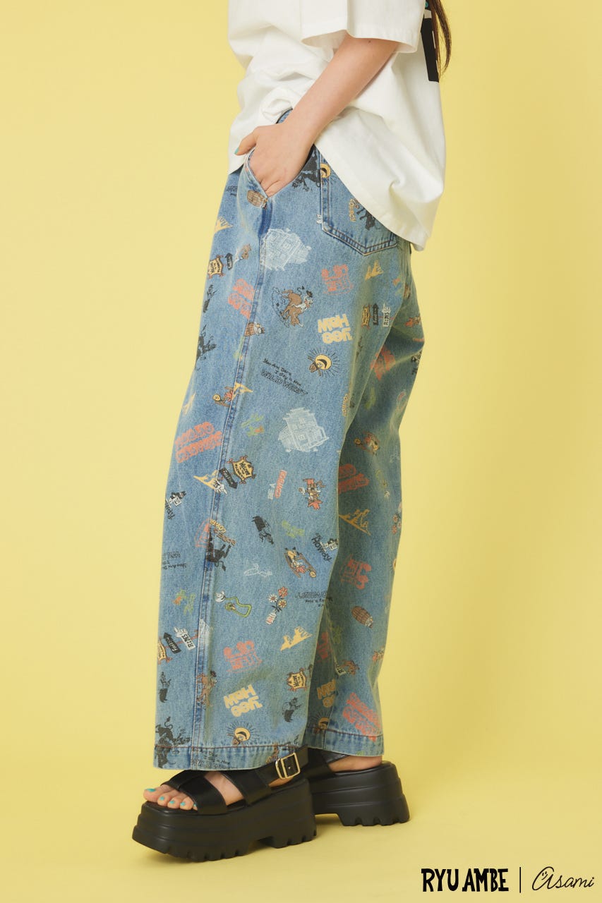 (Ryu Ambe)MOTIF PATTERNパンツ 柄BLU FREE