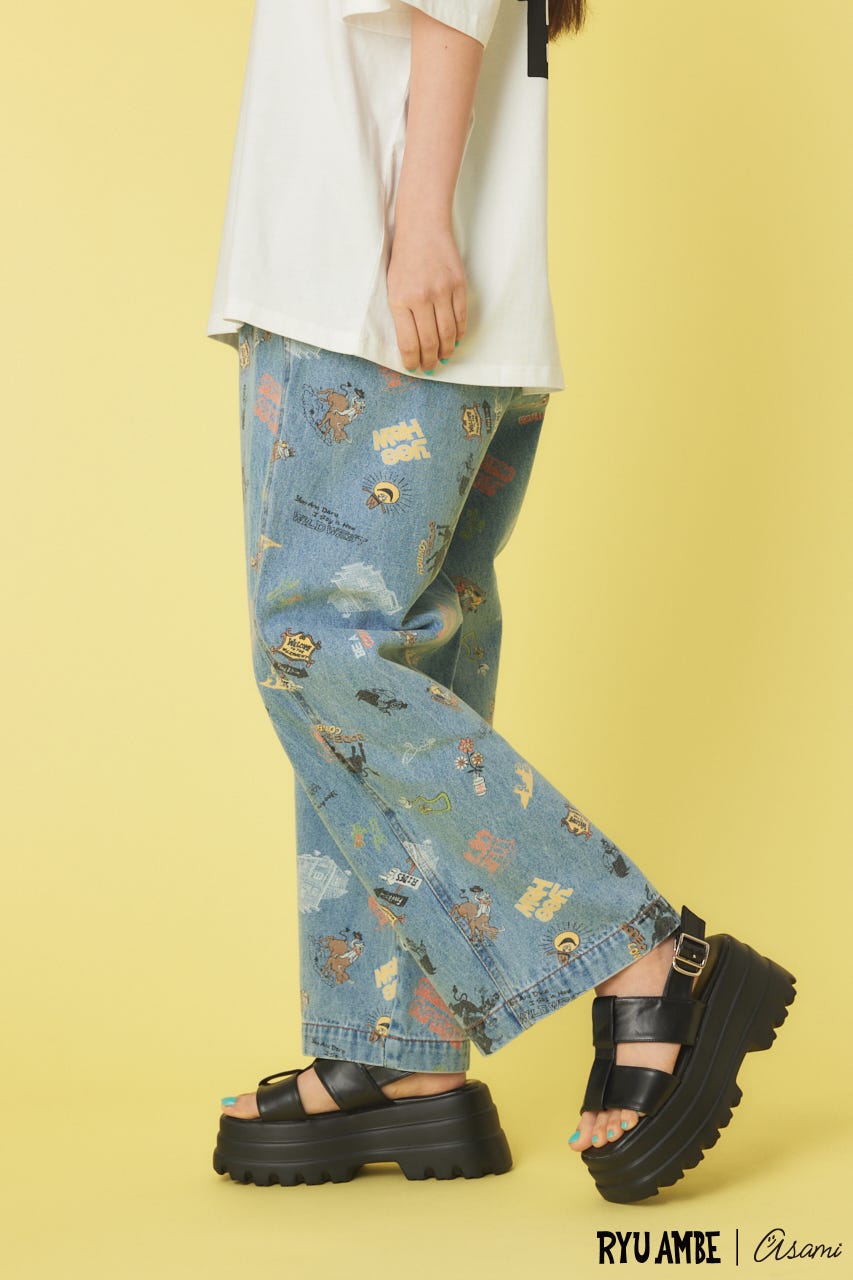 (Ryu Ambe)MOTIF PATTERNパンツ 柄BLU FREE