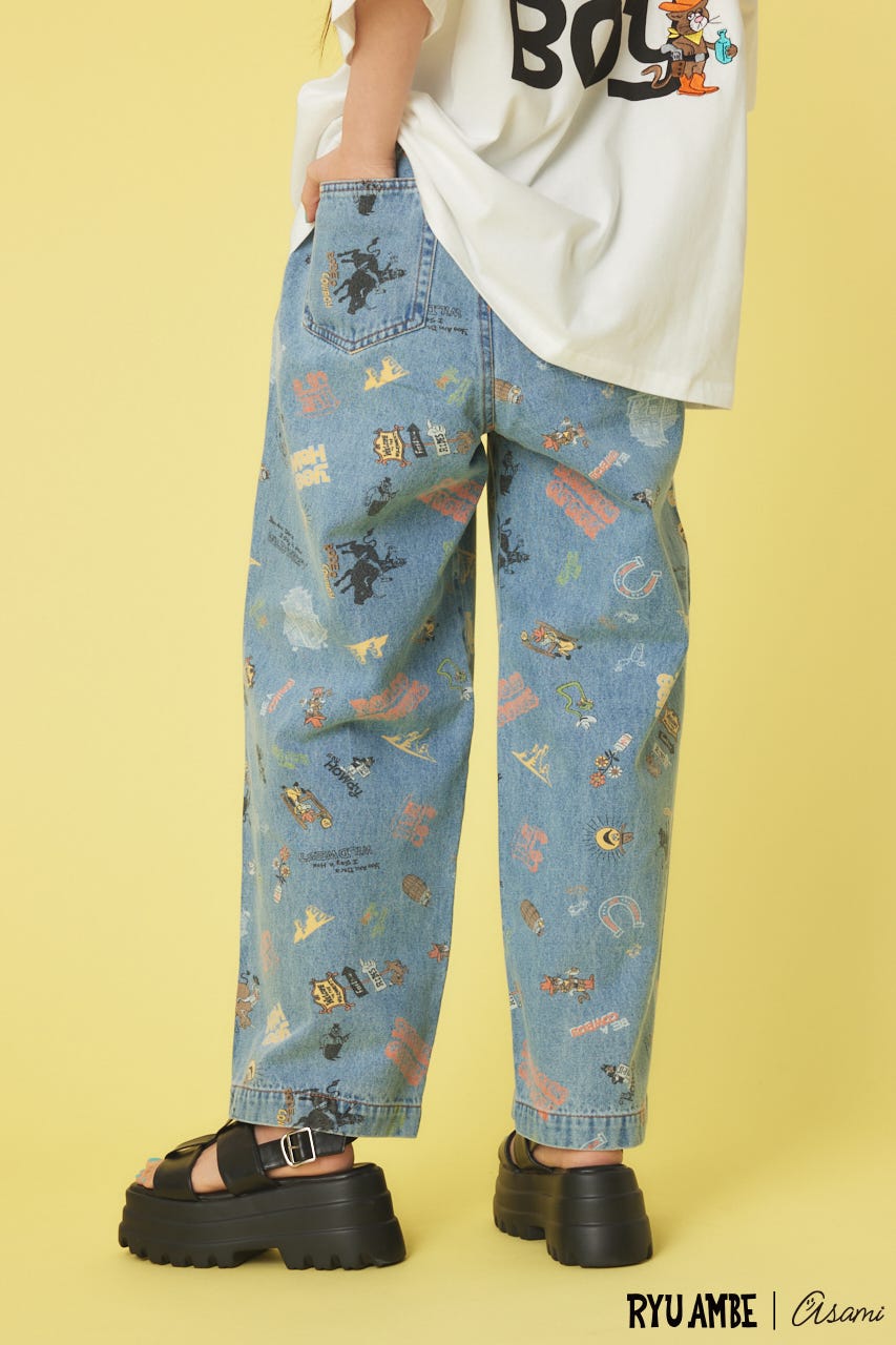 (Ryu Ambe)MOTIF PATTERNパンツ 柄BLU FREE