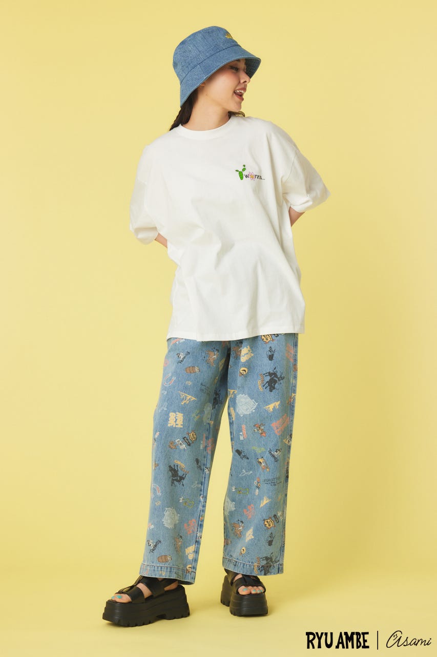 (Ryu Ambe)MOTIF PATTERNパンツ 柄BLU FREE