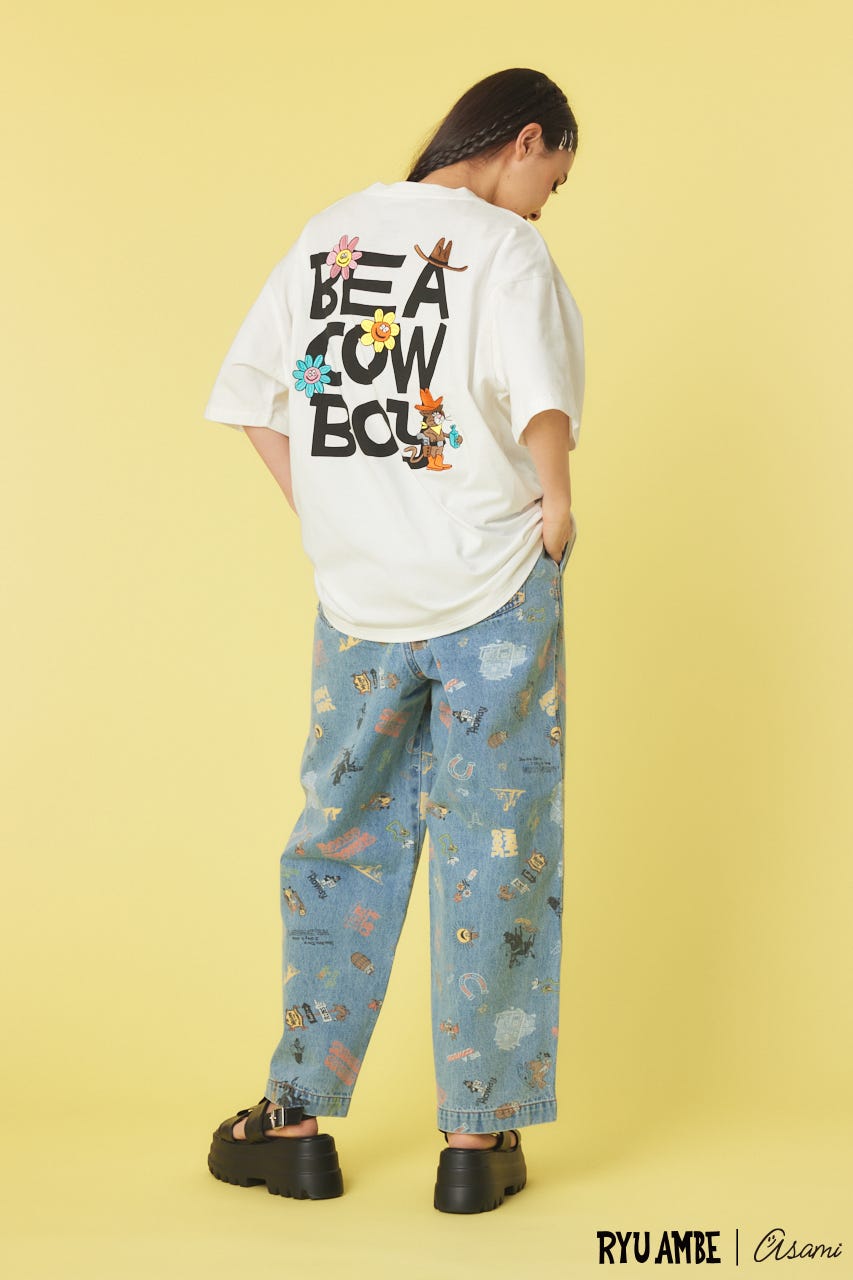 (Ryu Ambe)MOTIF PATTERNパンツ 柄BLU FREE