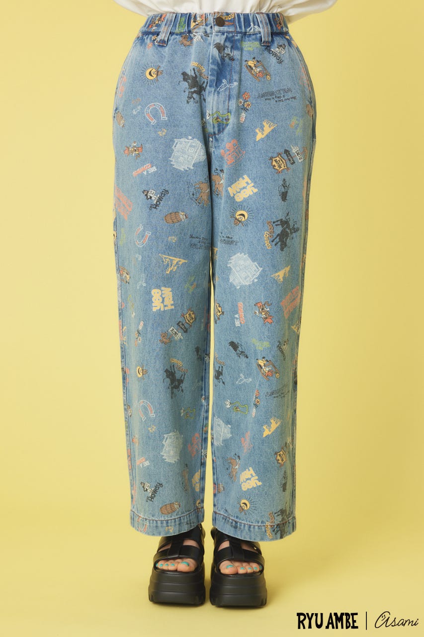 (Ryu Ambe)MOTIF PATTERNパンツ 柄BLU FREE