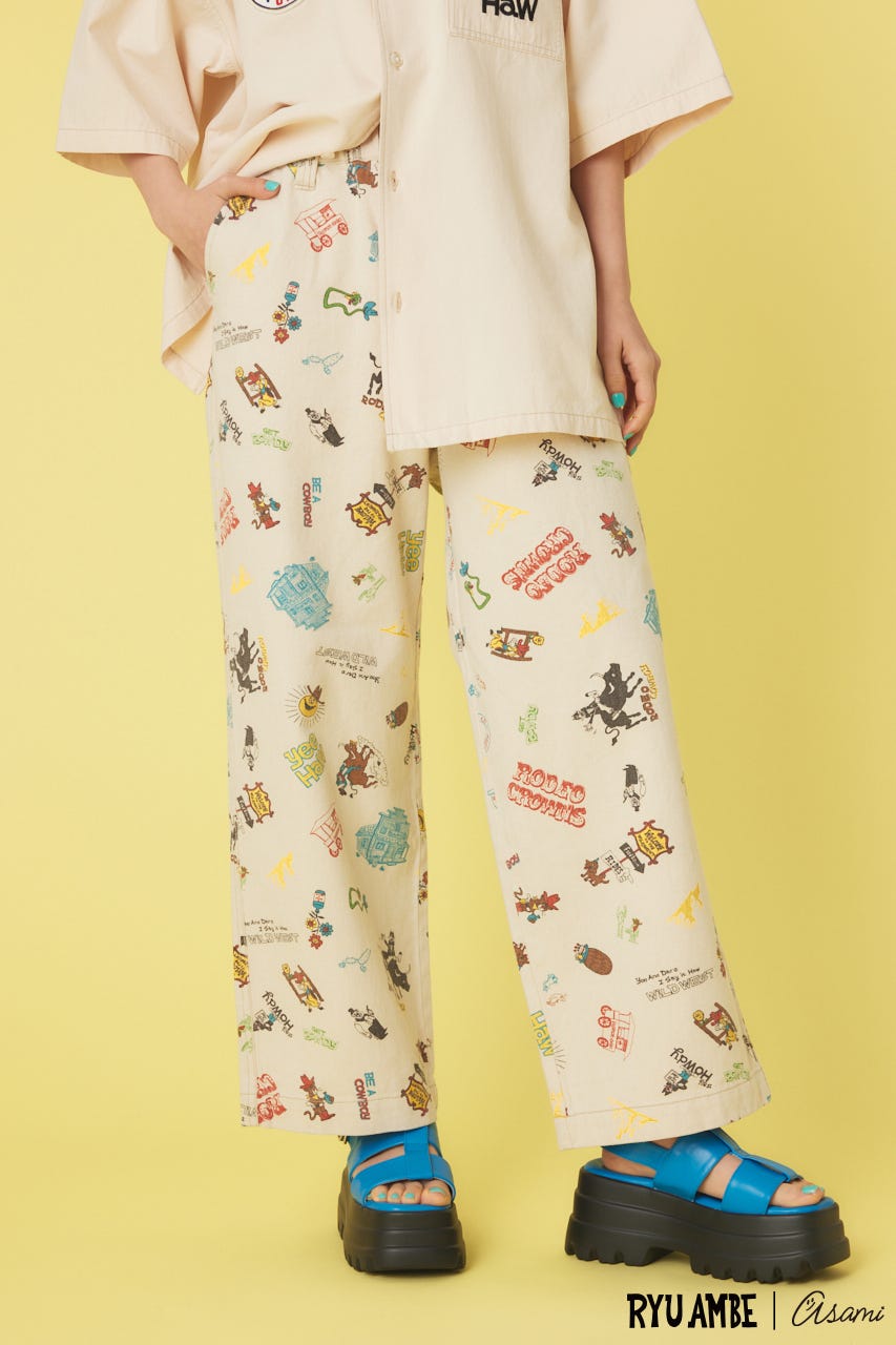 (Ryu Ambe)MOTIF PATTERNパンツ 柄WHT FREE