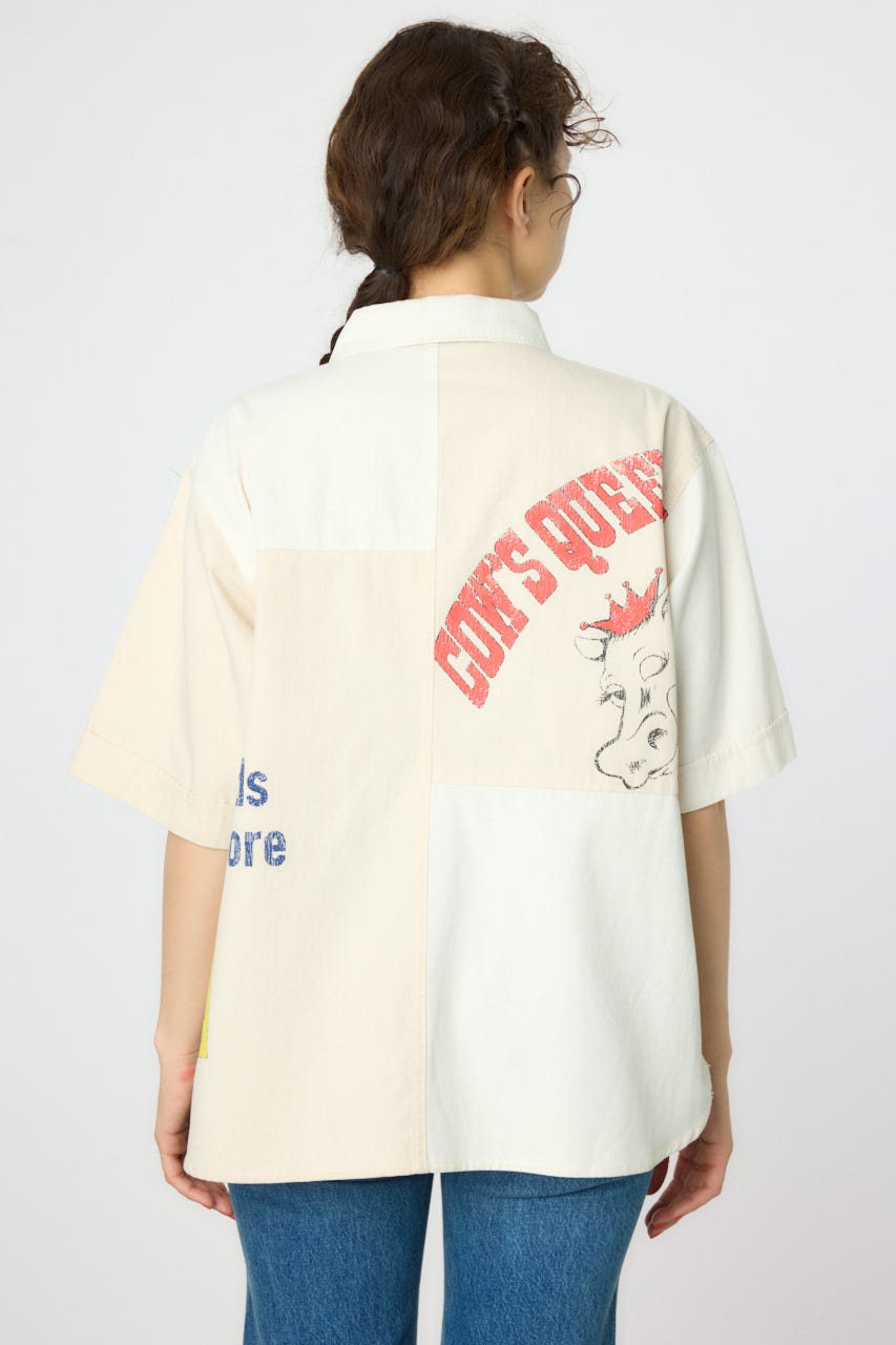 カスタムパッチドシャツ 柄WHT FREE