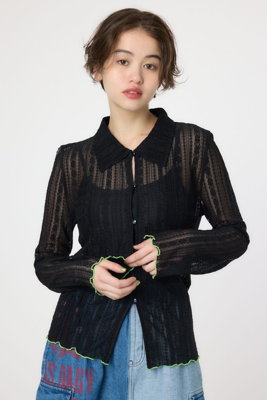 POINT COLOR シアーシャツ BLK FREE