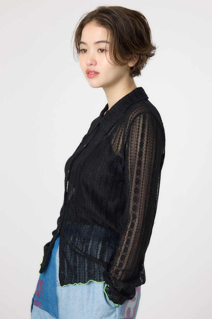 POINT COLOR シアーシャツ BLK FREE