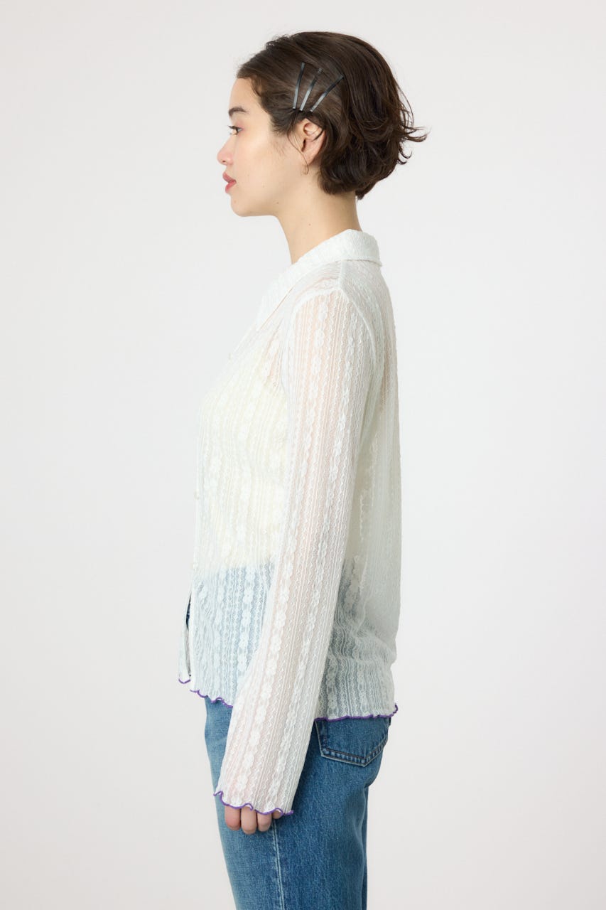 POINT COLOR シアーシャツ O/WHT FREE
