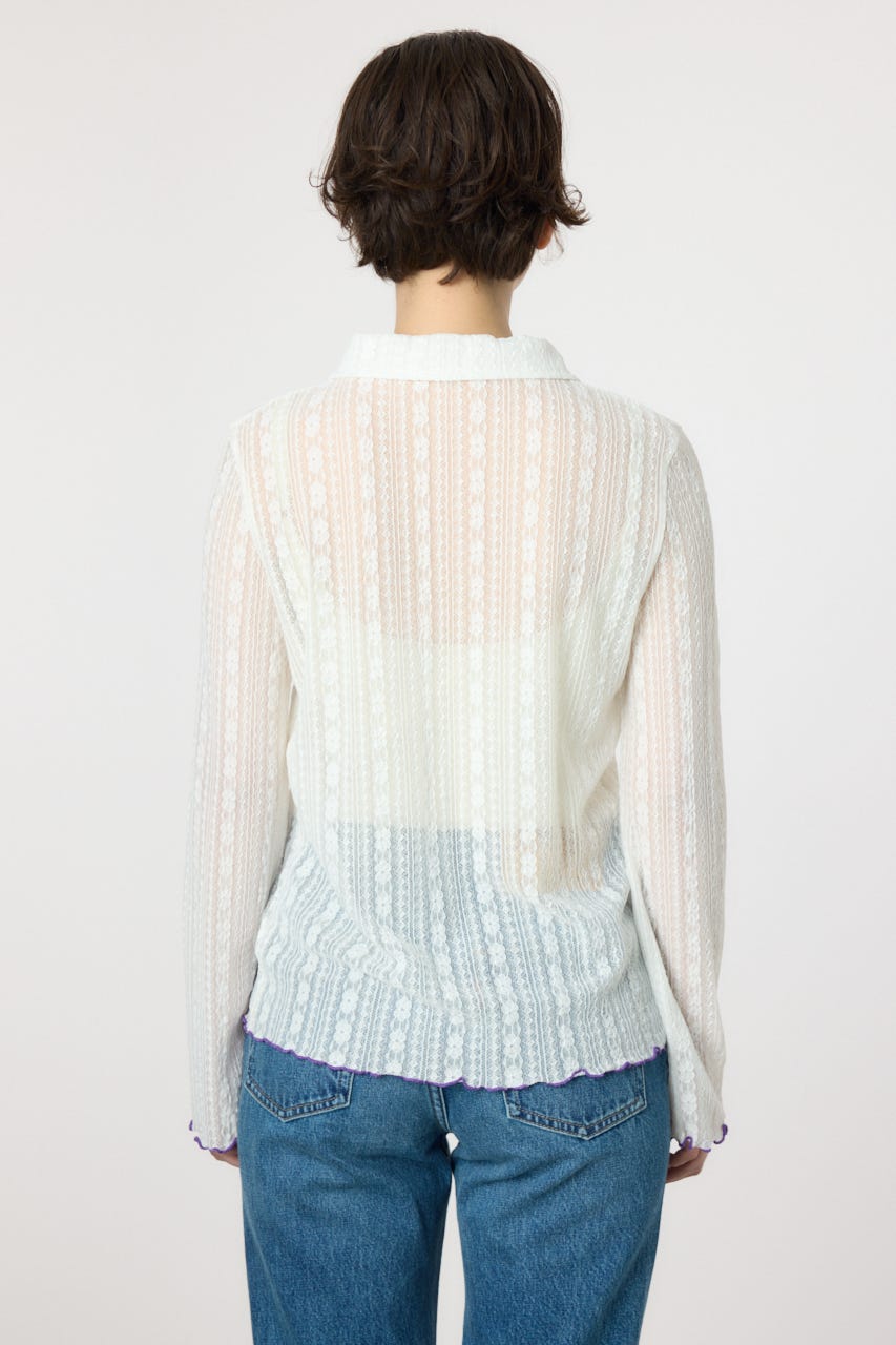POINT COLOR シアーシャツ O/WHT FREE