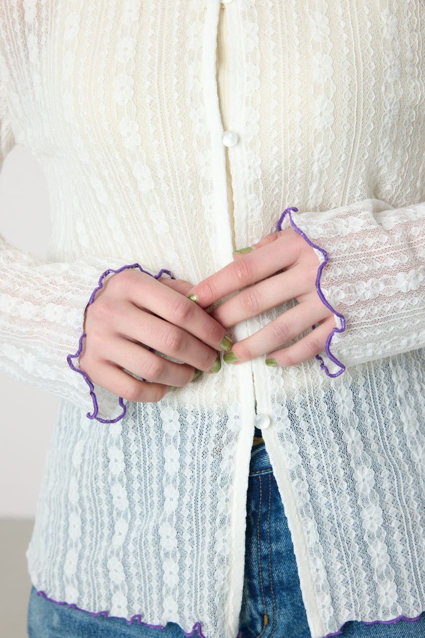 POINT COLOR シアーシャツ O/WHT FREE
