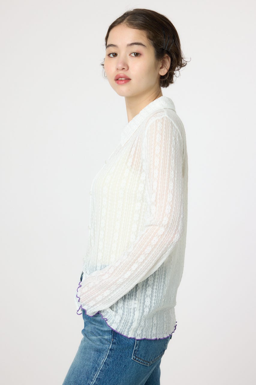 POINT COLOR シアーシャツ O/WHT FREE