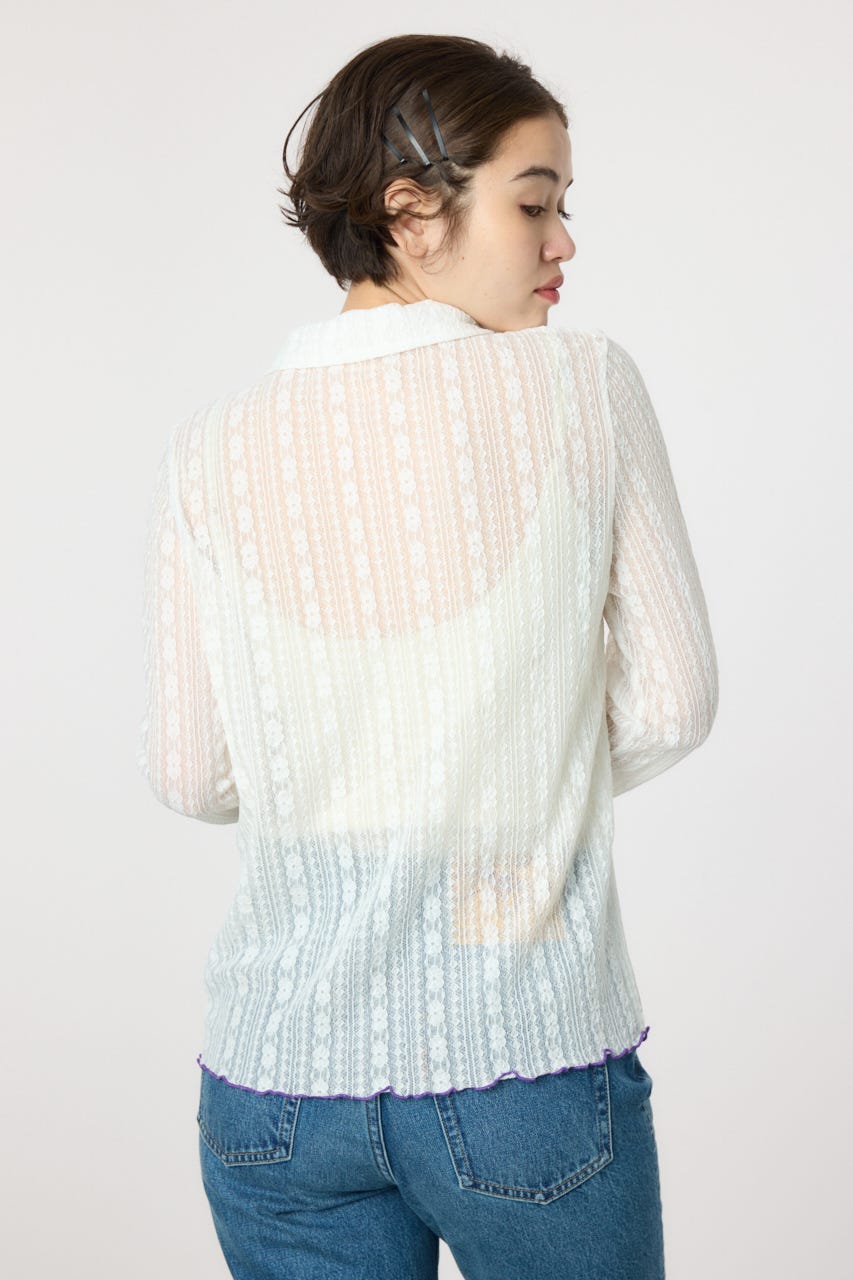 POINT COLOR シアーシャツ O/WHT FREE