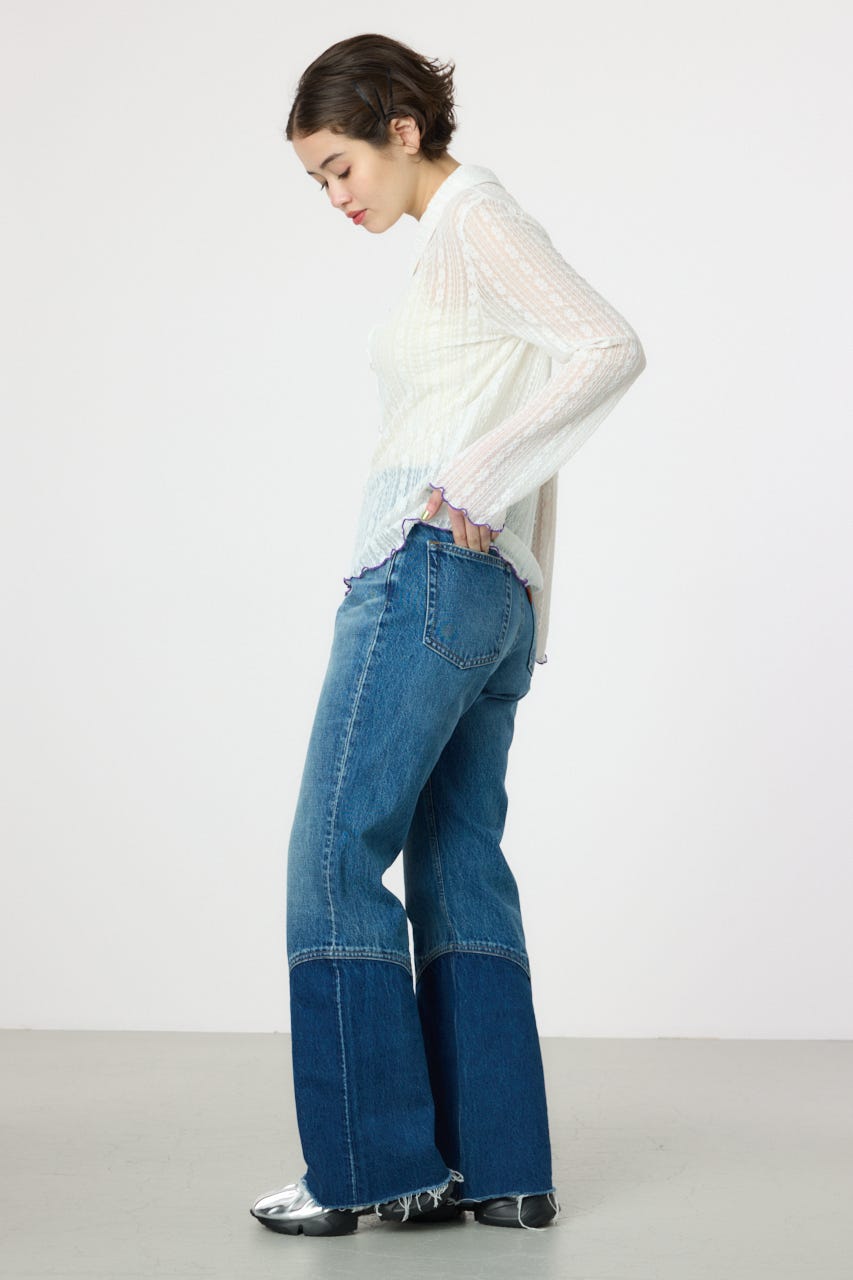 POINT COLOR シアーシャツ O/WHT FREE