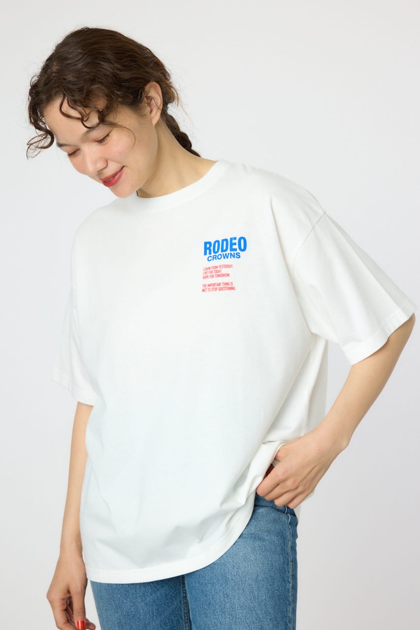 Overlap デニムアップリケTシャツ O/WHT FREE