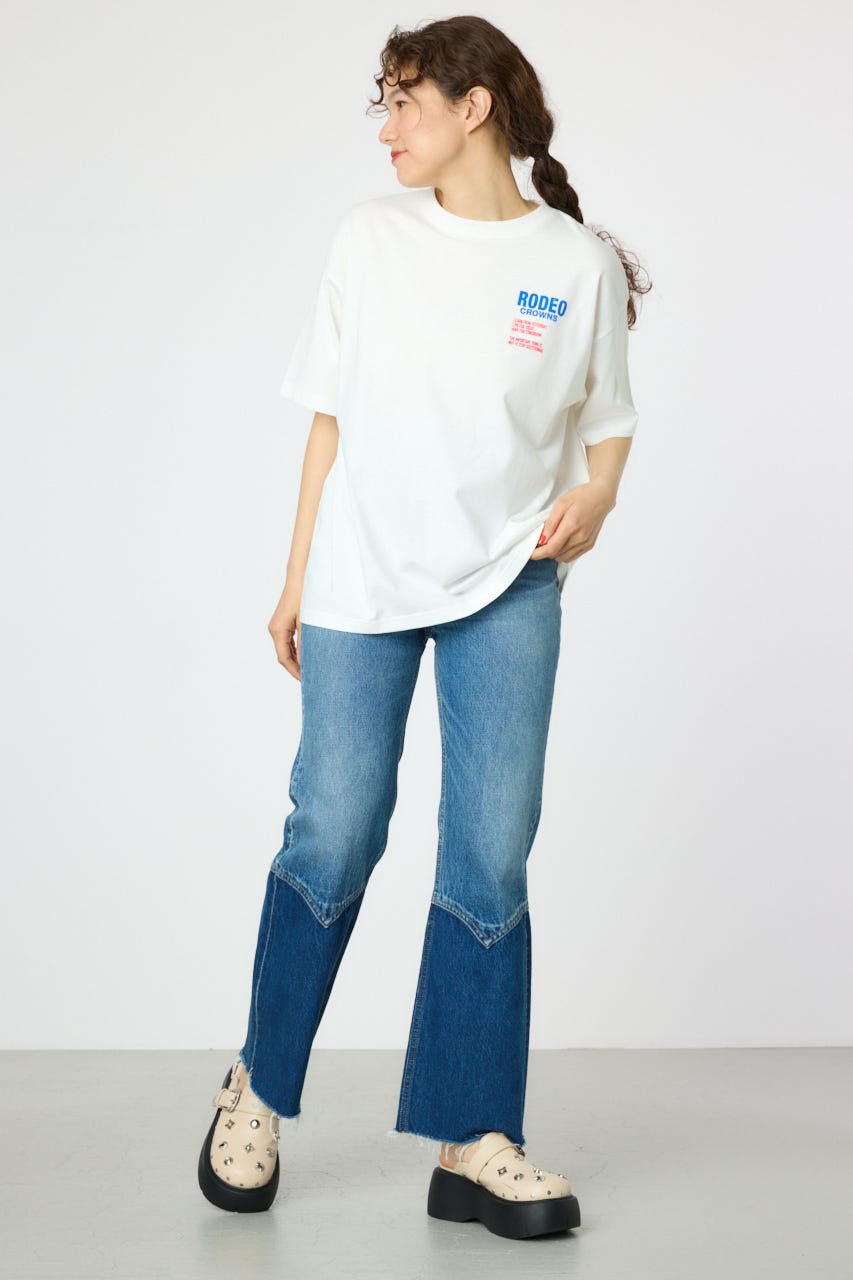 RODEO CROWNS WIDE BOWL | Overlap デニムアップリケTシャツ (T