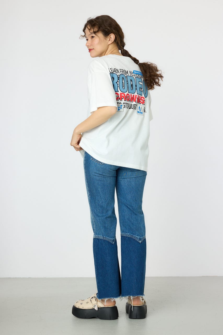 Overlap デニムアップリケTシャツ O/WHT FREE