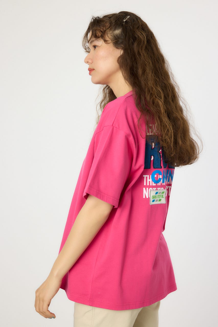 Overlap デニムアップリケTシャツ PNK FREE