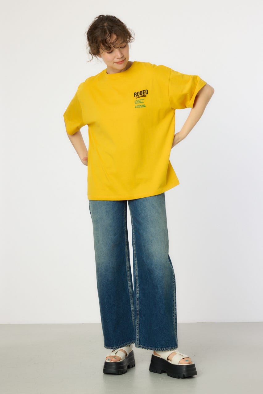 Overlap デニムアップリケTシャツ YEL FREE