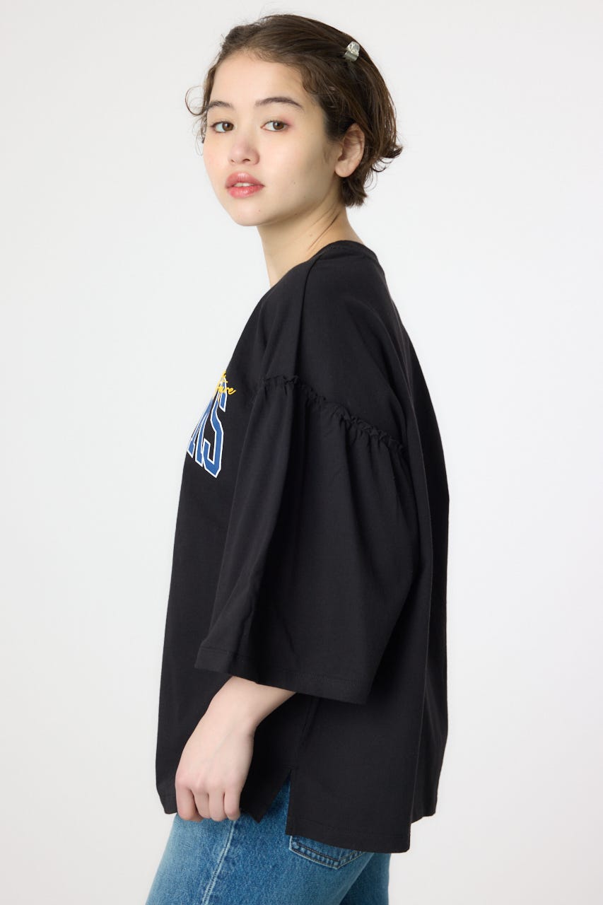 アソートグラフィックフリル袖 Tシャツ BLK FREE