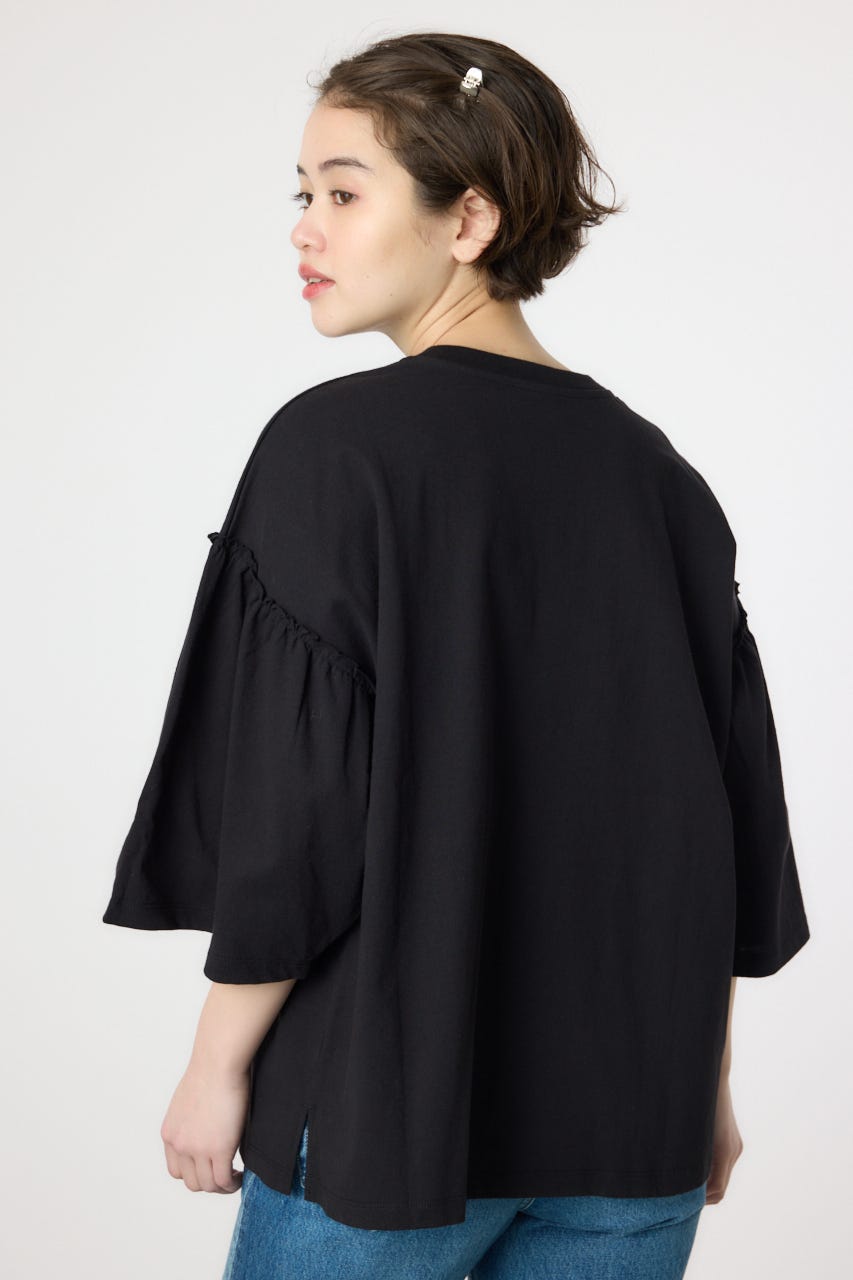 アソートグラフィックフリル袖 Tシャツ BLK FREE