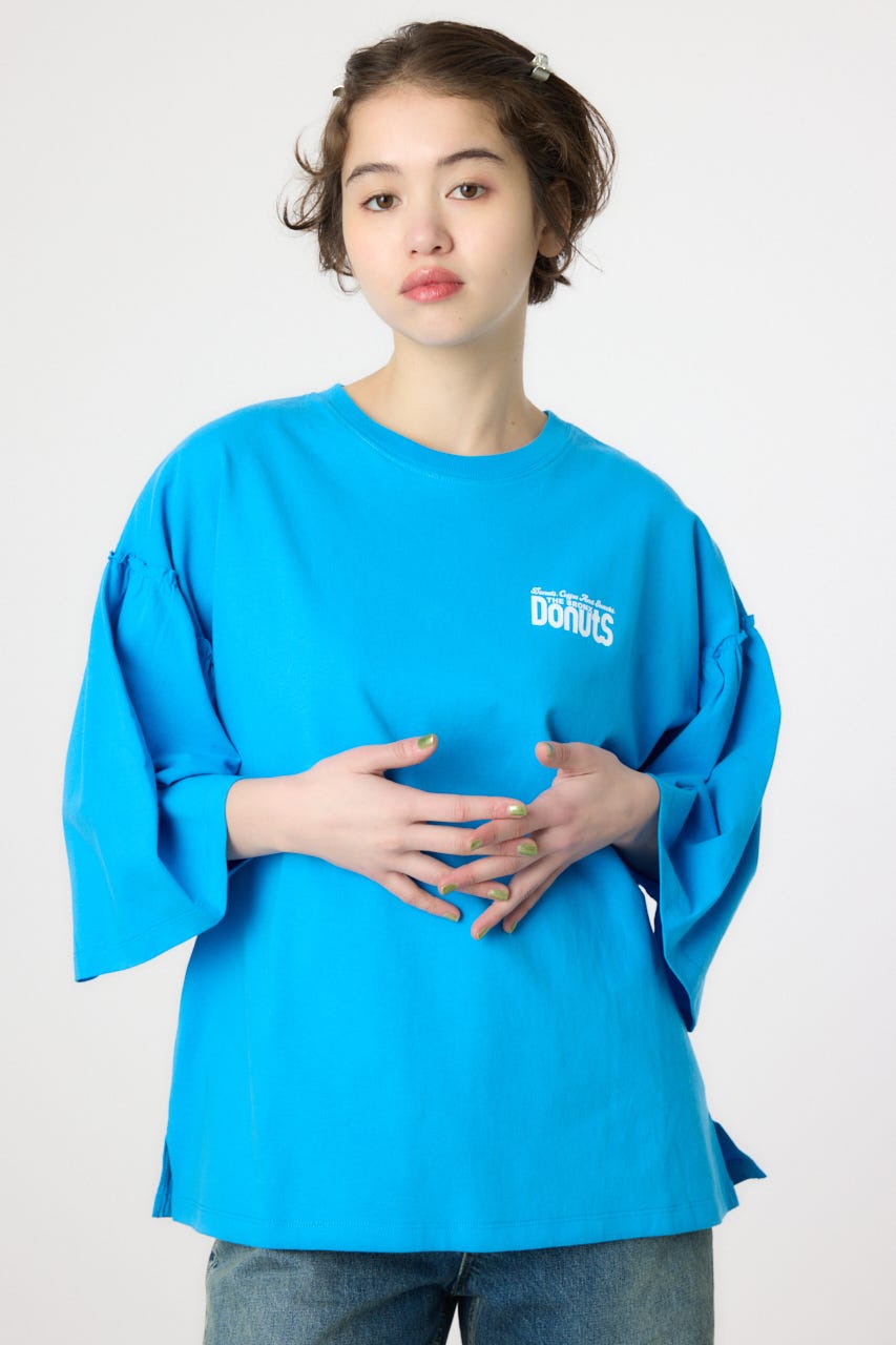 アソートグラフィックフリル袖 Tシャツ BLU FREE
