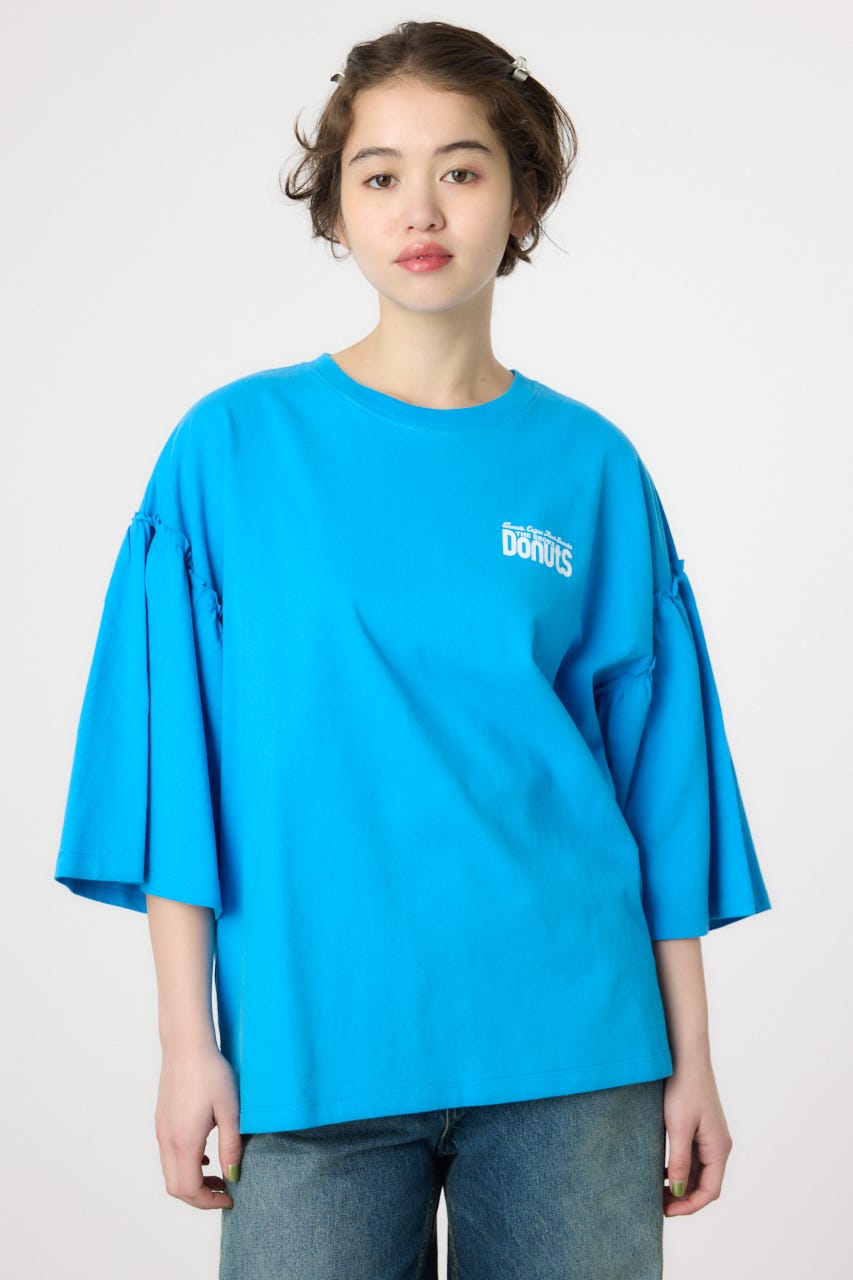 アソートグラフィックフリル袖 Tシャツ BLU FREE