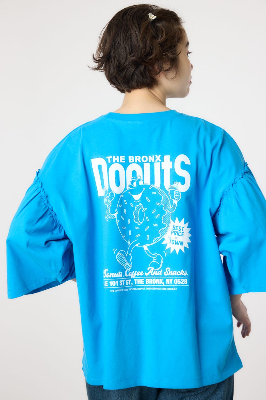 アソートグラフィックフリル袖 Tシャツ BLU FREE