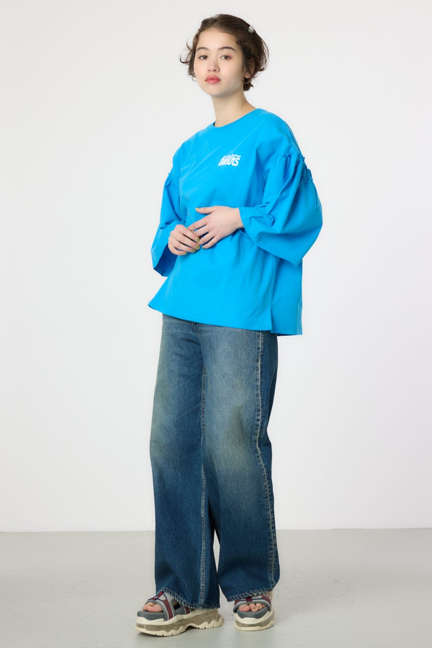 アソートグラフィックフリル袖 Tシャツ BLU FREE