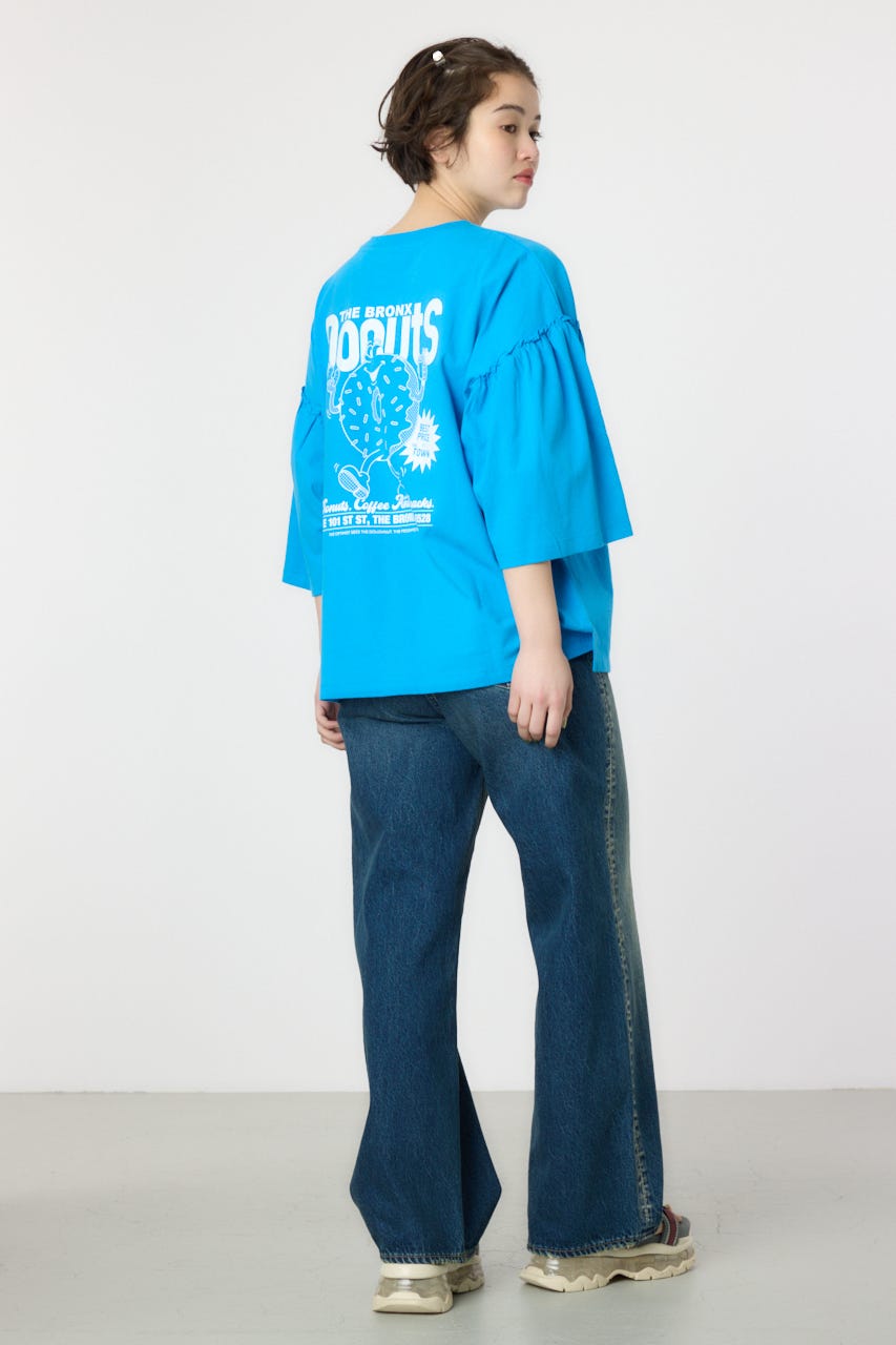 アソートグラフィックフリル袖 Tシャツ BLU FREE