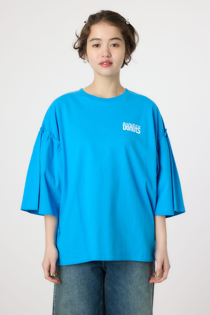 アソートグラフィックフリル袖 Tシャツ BLU FREE