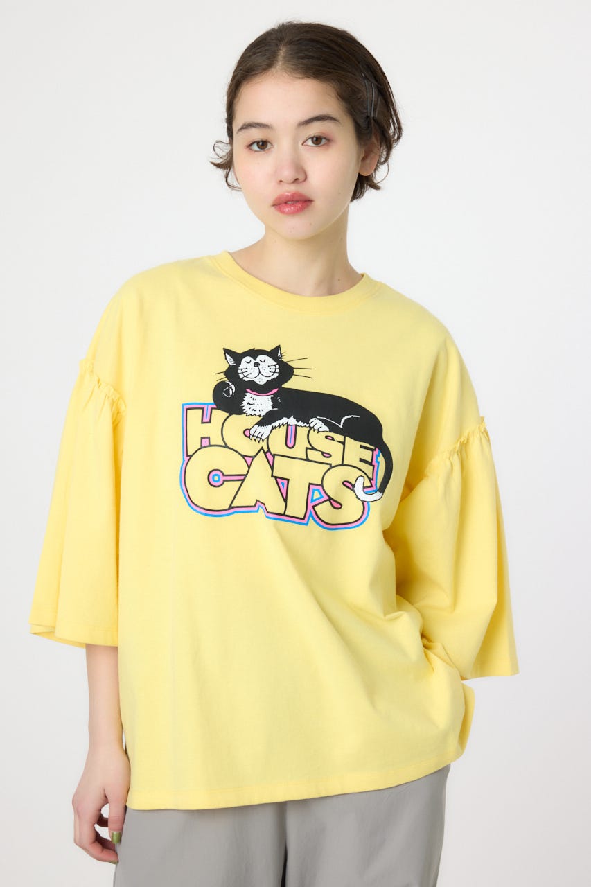 アソートグラフィックフリル袖 Tシャツ YEL FREE