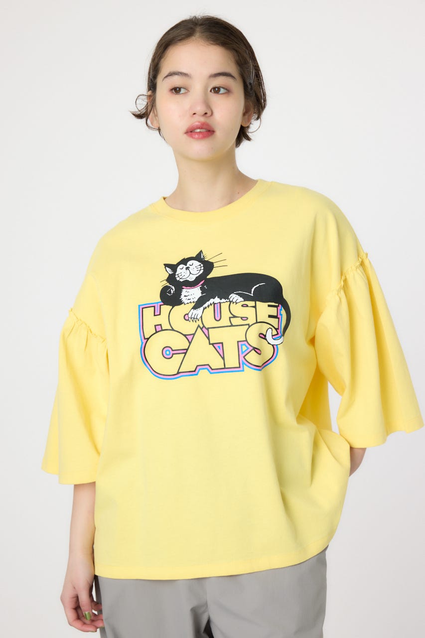 アソートグラフィックフリル袖 Tシャツ YEL FREE