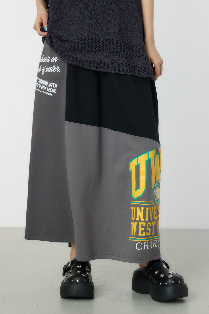 カスタムリメイクスカート 柄BLK FREE