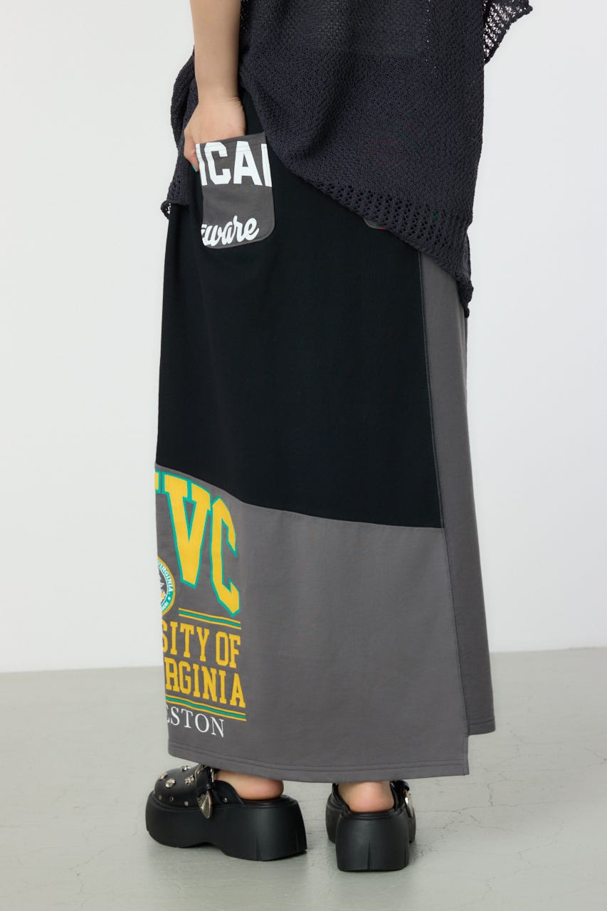 カスタムリメイクスカート 柄BLK FREE