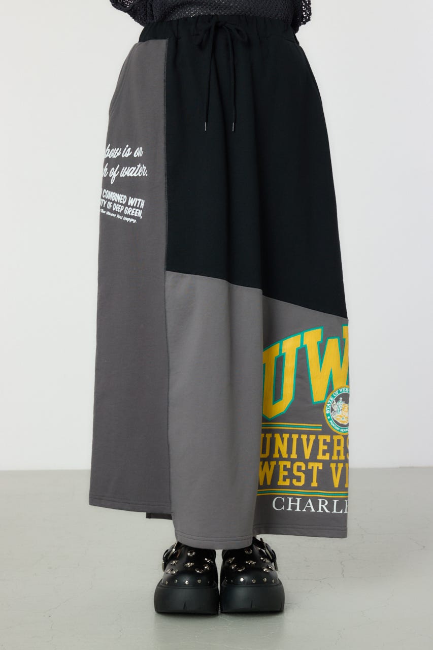 カスタムリメイクスカート 柄BLK FREE