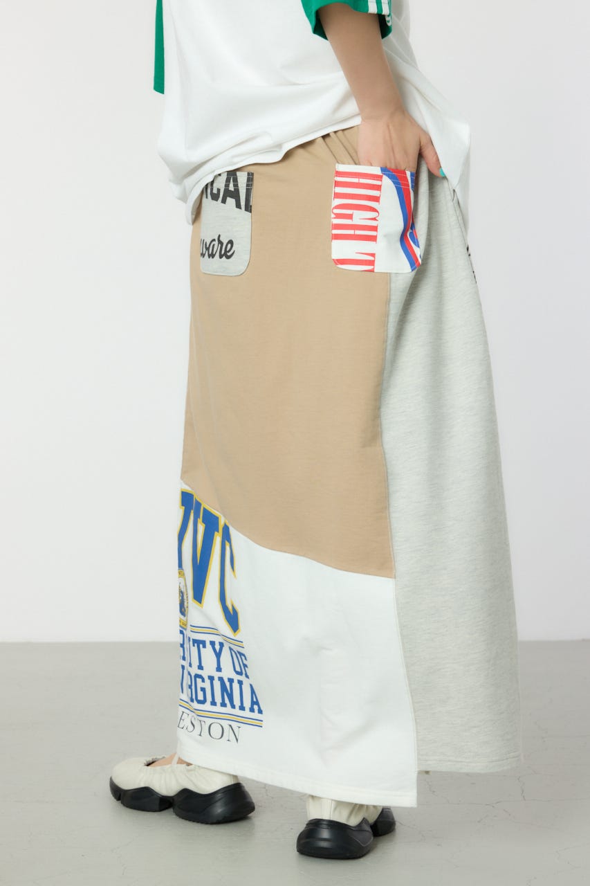 カスタムリメイクスカート 柄WHT FREE