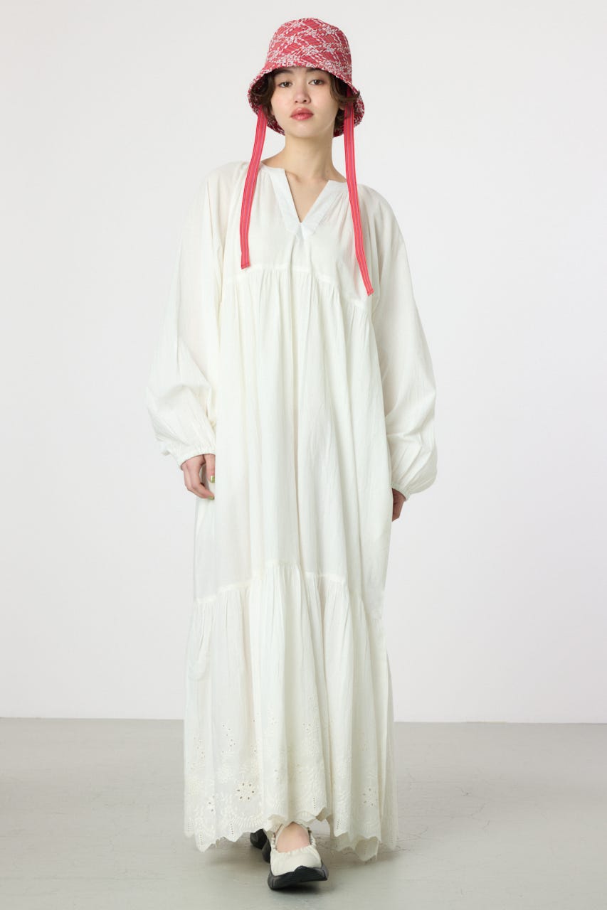 コットンレーススカラップワンピース O/WHT FREE